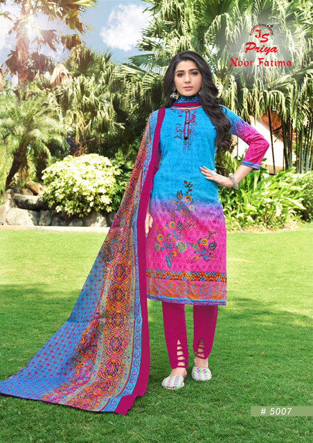 Js Priya Noor Fatima 5 Latest Fancy Collection Of Designer Printed Pure Cotton Dress Material